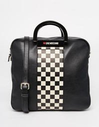 Сумка-тоут в клетку Love Moschino - Черный