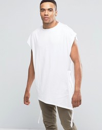 Oversize-футболка с необработанной горловиной и отделкой ASOS - Белый