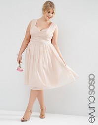 Платье миди с оборками ASOS CURVE WEDDING - Телесный