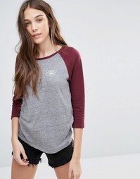 Топ с бордовыми контрастными рукавами реглан Vans Authentic - Серый