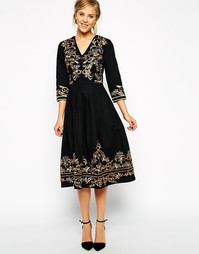 Платье миди с металлической вышивкой ASOS Premium - Черный