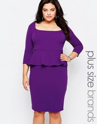 Платье-футляр с баской Goddiva Plus - Фиолетовый