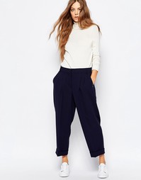 Темно-синие брюки с отворотами Sportmax Code - 005 темно-синий