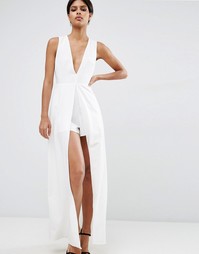 Ромпер макси с декольте ASOS - Слоновая кость