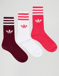 3 пары розовых носков с логотипом‑трилистником adidas Originals