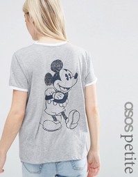 Футболка с изображением Микки Мауса и кантом ASOS PETITE - Белый
