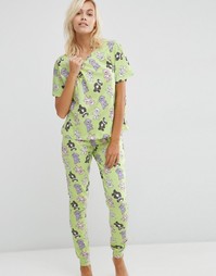 Яркие пижамные футболка и леггинсы с принтом панд ASOS - Мульти