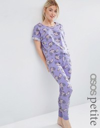 Пижамная футболка и леггинсы ASOS PETITE Unicorn Carriage - Мульти