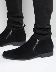 Черные ботинки челси на молнии из искусственной замши ASOS - Черный