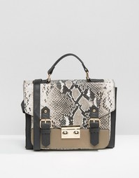 ASOS Snake Blocked Satchel Bag - Mink