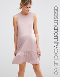 Цельнокройное платье с баской для беременных ASOS Maternity - Blush