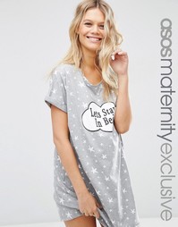 Ночная сорочка для беременных с принтом Lets Stay In Bed ASOS Materni