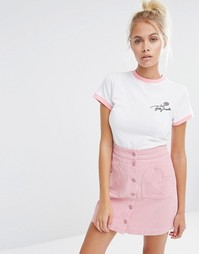 Футболка в стиле ретро с вышивкой Lazy Oaf - Белый