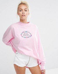 Лонгслив с высокой горловиной и принтом Lazy Oaf Awkward - Розовый