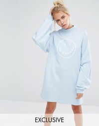 Oversize-свитшот с принтом No Thanks Lazy Oaf - Синий