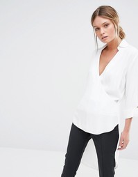 Блузка с глубоким V‑образным вырезом и запахом Closet - Белый
