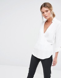 Блузка с глубоким V‑образным вырезом и запахом Closet - Белый