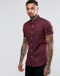 Бордовая оксфордская рубашка скинни ASOS - Burgundy