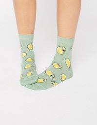 Блестящие носки с принтом авокадо ASOS - Мятный