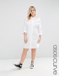 Хлопковое платье-рубашка ASOS CURVE - Белый