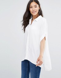 Прямая рубашка из фактурной ткани Soaked in Luxury - Lily white