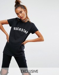 Футболка бойфренда с принтом Rockstar Adolescent Clothing - Черный