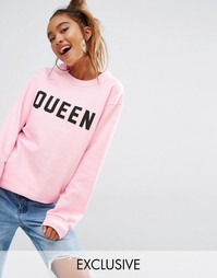 Свитшот бойфренда с принтом Queen Adolescent Clothing - Розовый