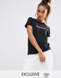 Футболка бойфренда с принтом Antisocial Adolescent Clothing - Черный