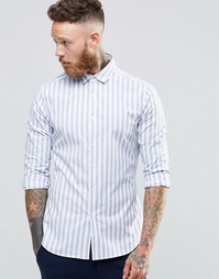 Стретчевая рубашка слим в широкую полоску с длинными рукавами ASOS