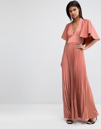 Ярусное платье макси со складками и оборками ASOS - Mink