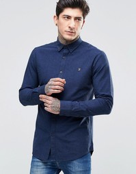 Синяя оксфордская рубашка слим с добавлением черных нитей Farah