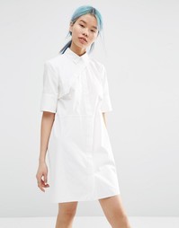 Платье-рубашка с асимметричной отделкой спереди ASOS WHITE - Белый