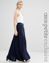 ASOS PETITE Pleated Wide Leg Trouser - Темно-синий