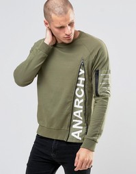 Свитшот с молниями Religion Anarchy - Khaki smu