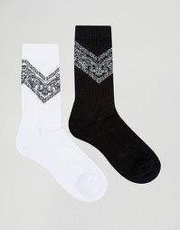 2 пары спортивных носков с бандановым принтом ASOS - Белый
