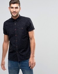 ASOS Short Sleeve Oxford Shirt With Nepp In Regular Fit - Черный