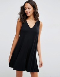 Свободное платье без рукавов с V-образным вырезом ASOS - Черный