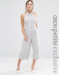 ASOS PETITE Premium Jumpsuit with Collar - Серый