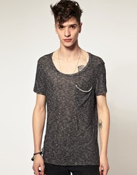 ASOS T-Shirt With Longline Deep Scoop Neck - Угольный