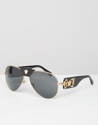 Солнцезащитные очки-авиаторы cо съемной кожаной медузой Versace