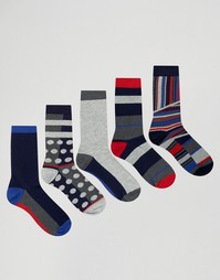 5 пар носков в горошек и полоску Urban Eccentric - Мульти