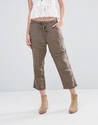 Укороченные брюки в стиле милитари Free People - Армейский