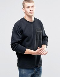 Свитшот с карманом на молнии и шнурком по краю Jack &amp; Jones - Черный