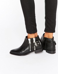 Кожаные ботинки с молниями ALDO - Черная кожа