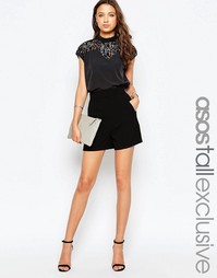 Строгие шорты с завышенной талией ASOS TALL - Черный