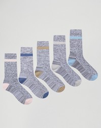 Набор из 5 пар носков в спортивном стиле ASOS - Белый
