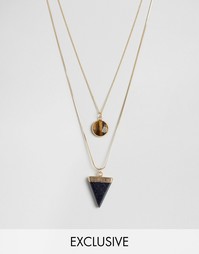 2 ожерелья с треугольником и камнем Designb - Золотой