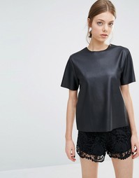 Черный топ из кожзаменителя Sportmax Code - 001 black