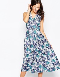 Платье миди с перекрестным кроем спереди и цветочным принтом Closet