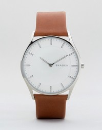 Часы со светло-коричневым кожаным ремешком Skagen SKW6219 - Рыжий